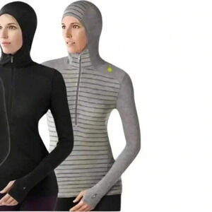Smartwool Midweight Pattern Hoody Lightweight Long-Sleeve Thermal Grey Women's L